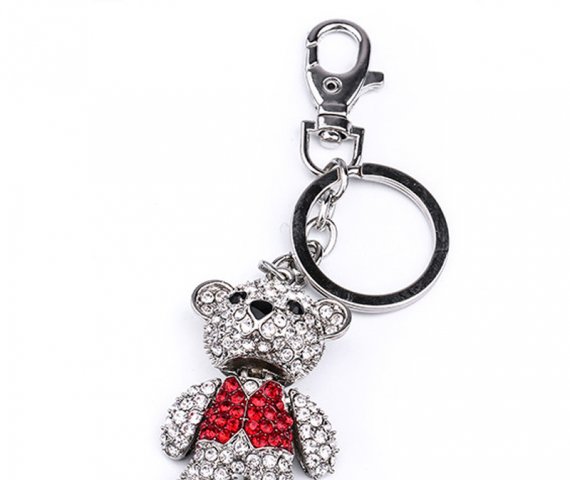Supplier Custom High Quality Fashion Cute Cartoon Bling Bear Pendant Rhinestone Keychain Key Chain