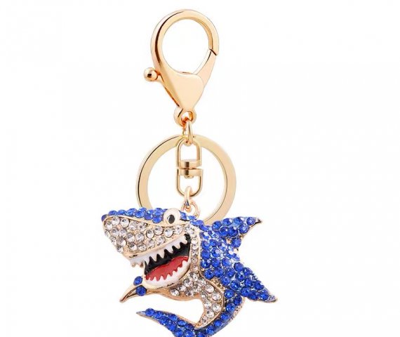 Fashionable Hot Sale Rhinestone Fish Keychain For Girls As Gifts
